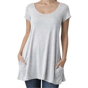 Womens Shirt Maurices Size Medium Light Gray Criss Cross Back Side Pockets